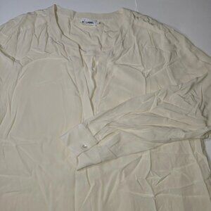 R‎ Label Top Women's Large Cream Silk Blouse Lightweight Casual Pullover Popover
